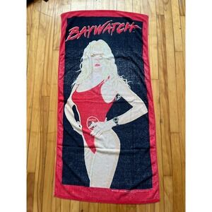 Vintage Baywatch Beach Towel 90s Pamela Anderson Red Swimsuit 28x58